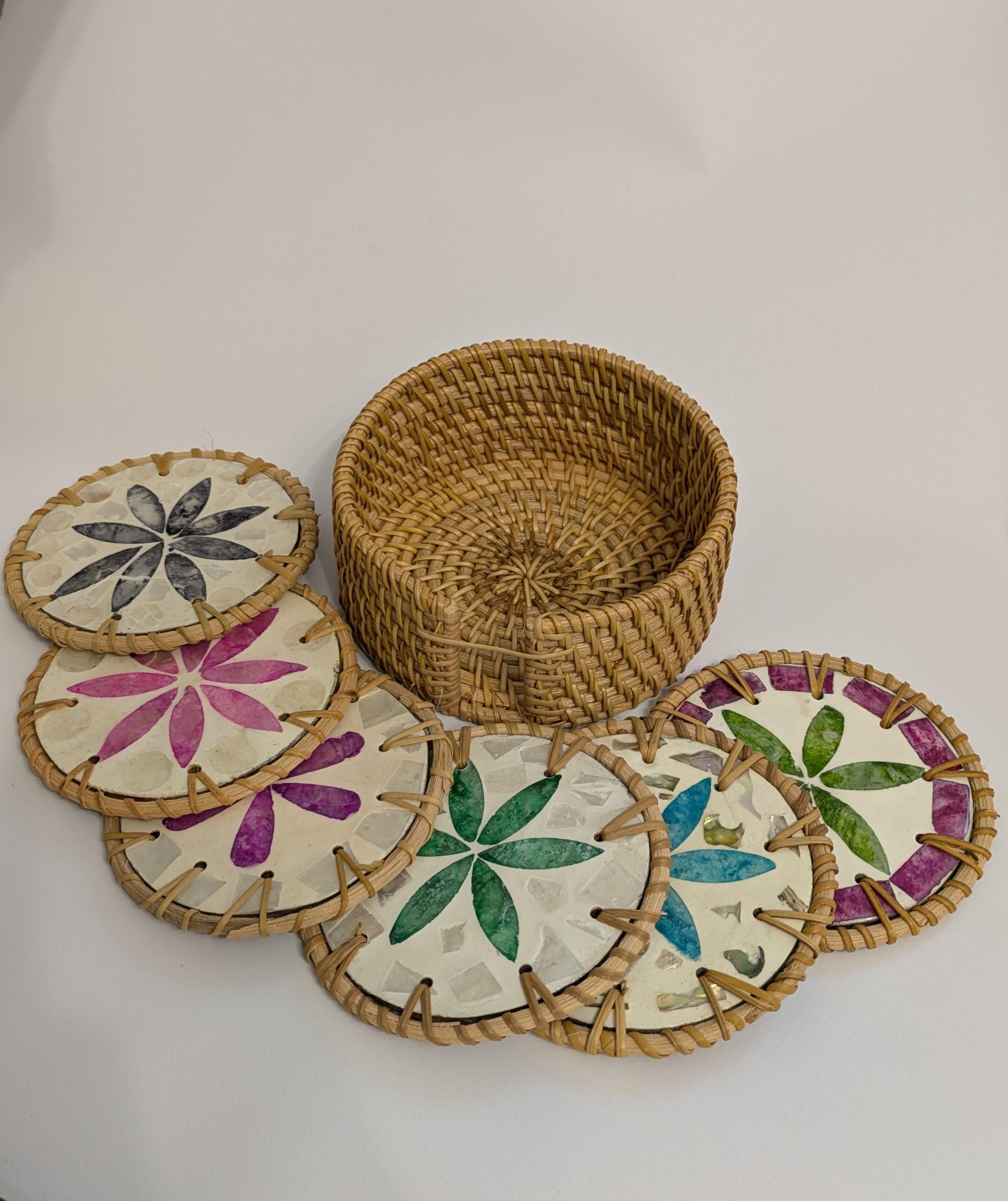 Набір підставок під чашку в чохлі ручної роботи 6 шт. 10 см (31465806)