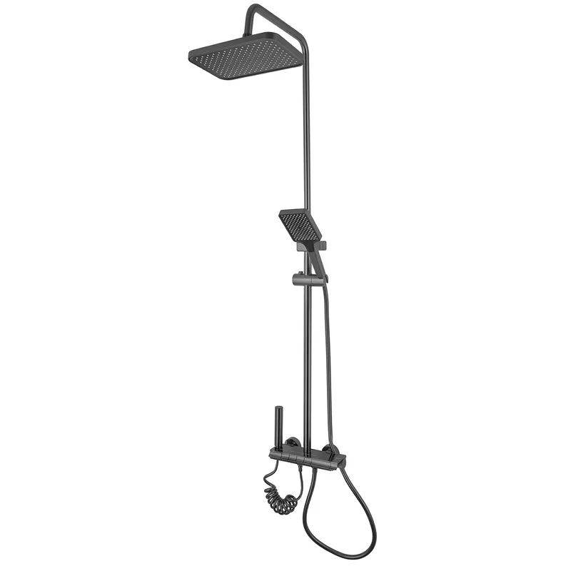 Душевая система Zerix PBI-009-J с тропическим душем алюминиевая Графит (ZX5850)
