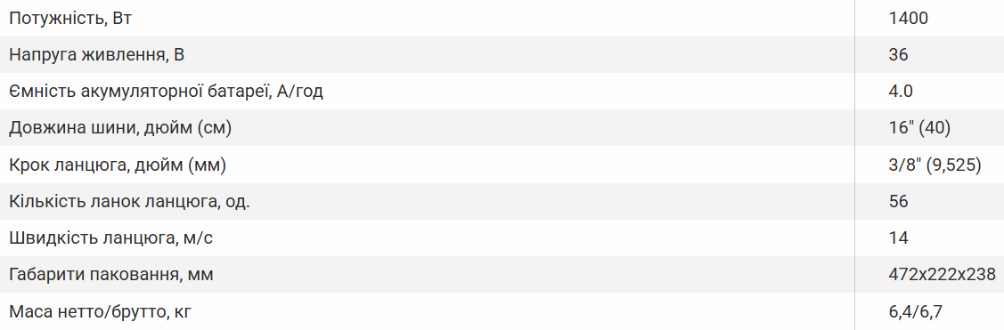 Пила ланцюгова акумуляторна Vitals AKZ 3640s Kit - фото 8 Пила ланцюгова акумуляторна Vitals AKZ 3640s Kit - фото 8
