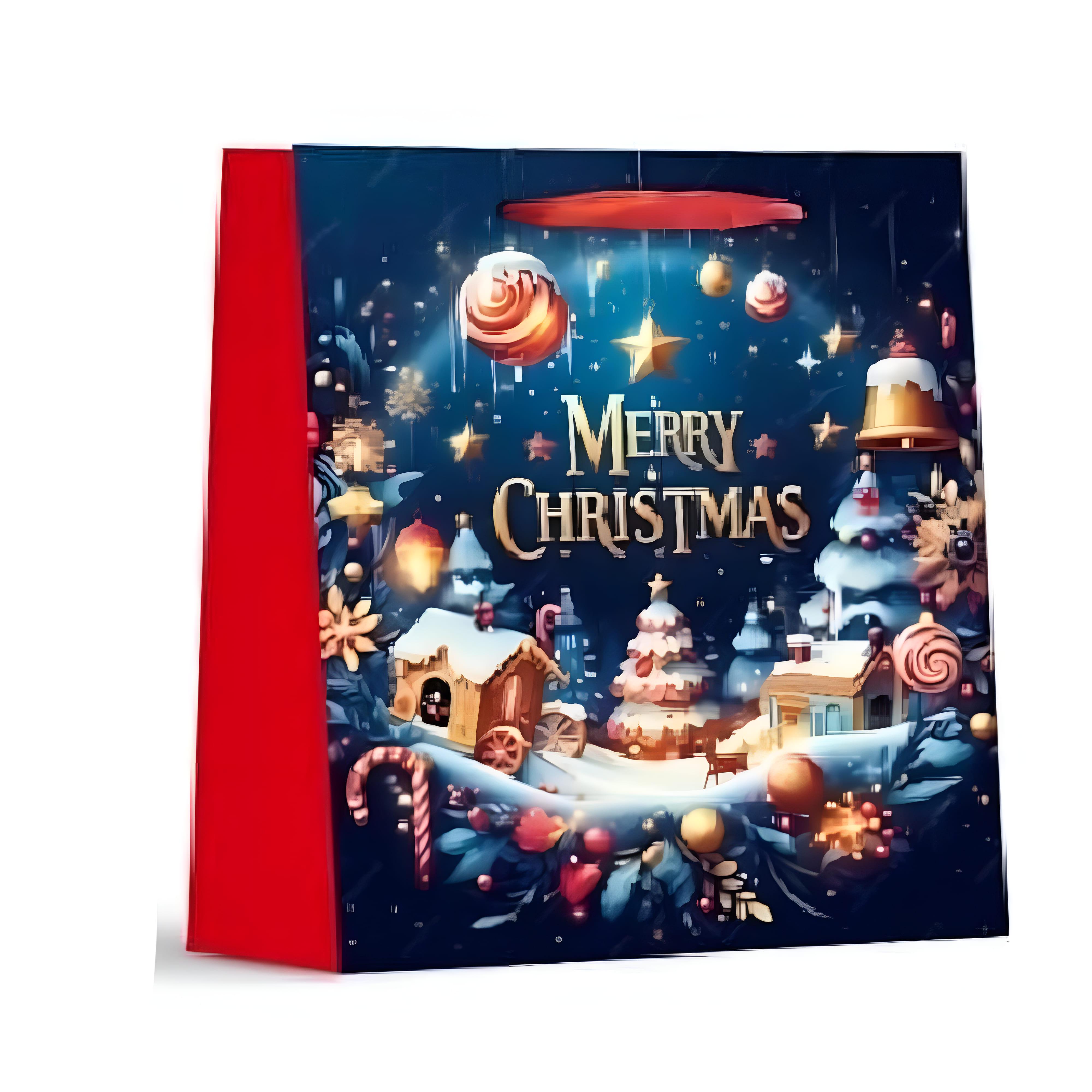 Подарунковий пакет Stenson Christmas evening 3D №4 26х32х10 см Різнокольоровий (R33220-M)