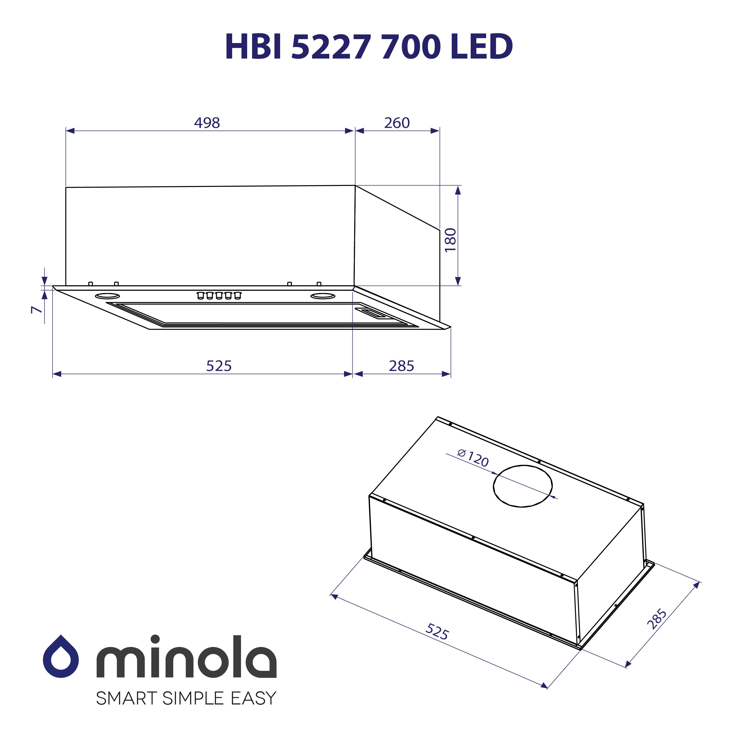 Витяжка повновбудована Minola HBI 5227 WH 700 LED - фото 10