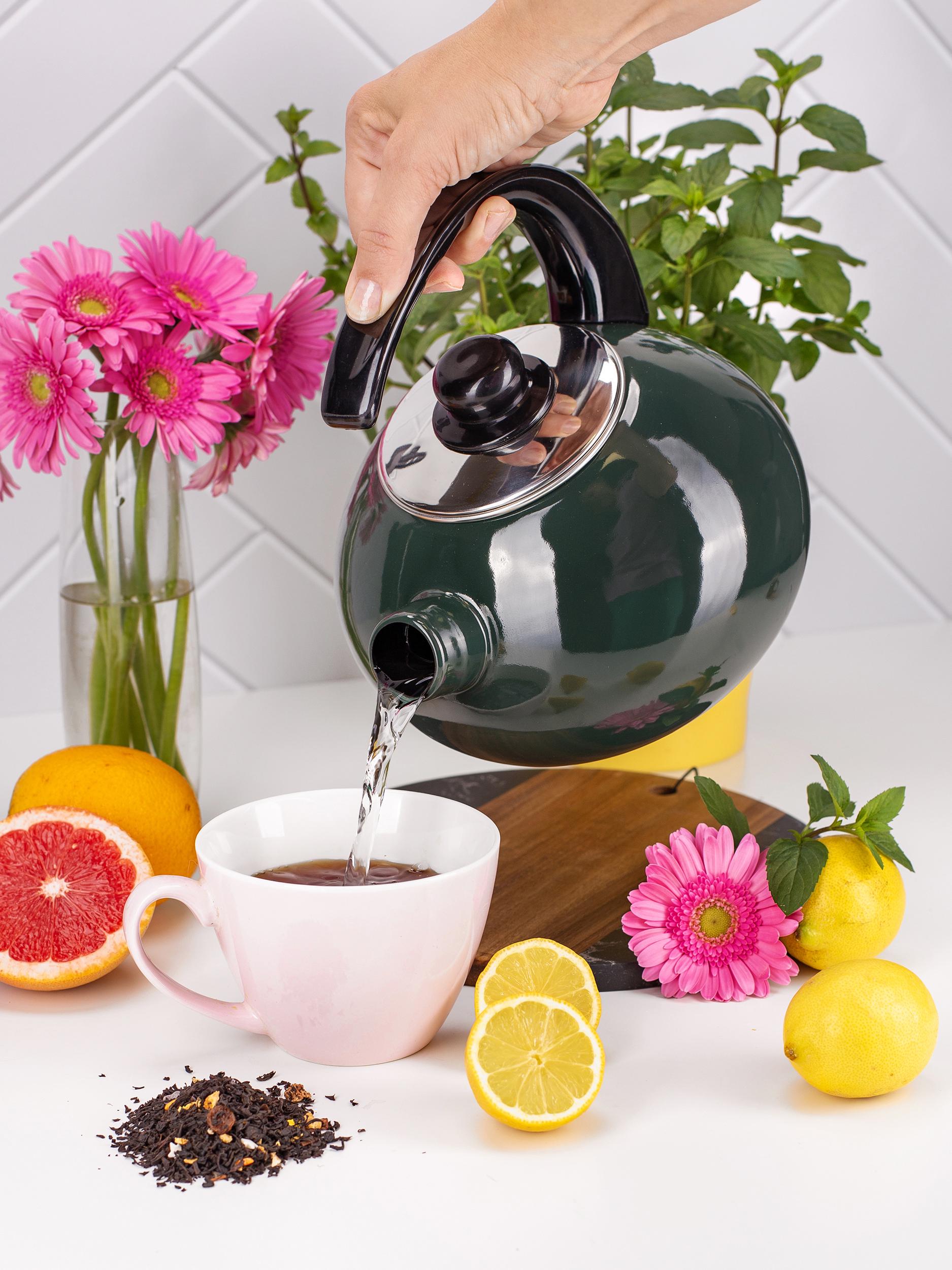 Чайник со свистком Kamille KM-1039D из эмалированной стали 2,5 л Зеленый (150-84-1039D) - фото 6 Чайник со свистком Kamille KM-1039D из эмалированной стали 2,5 л Зеленый (150-84-1039D) - фото 6