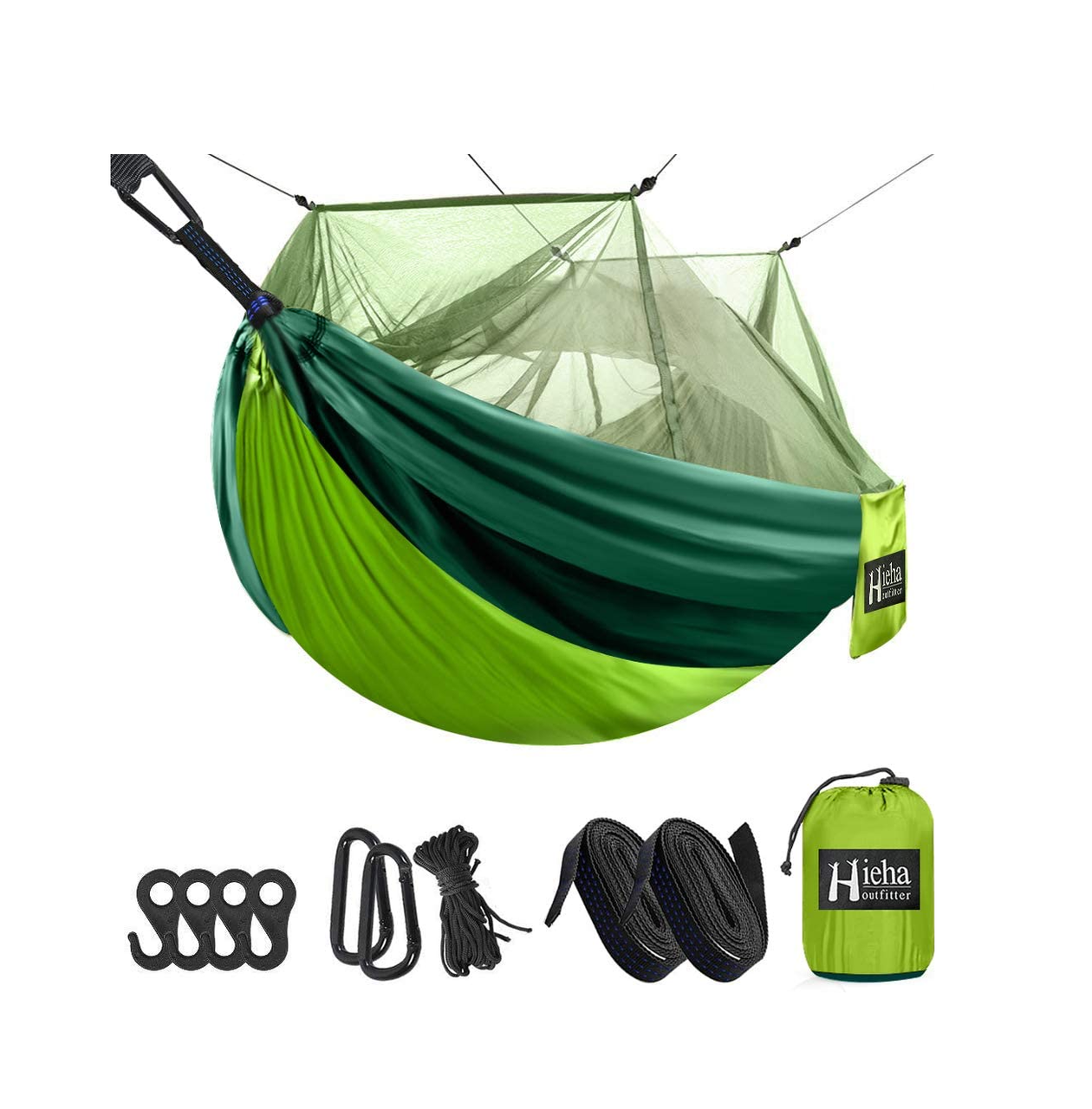 Гамак туристический Hammock Net нейлоновый с москитной сеткой Green