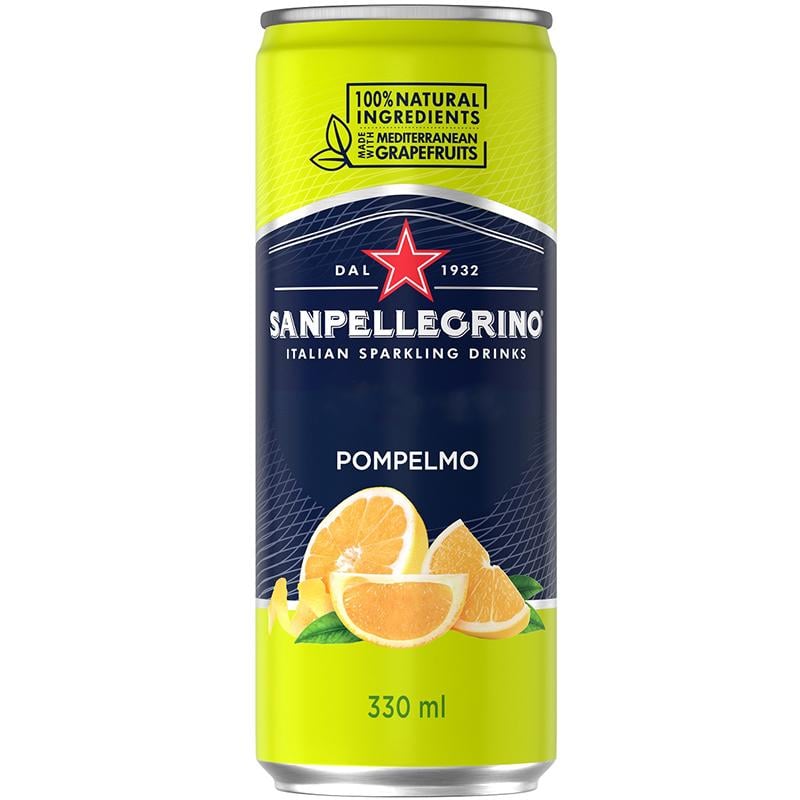 Вода газированная сокосодержащая с желтым грейпфрутом San Pellegrino Pompelmo 4 шт. х 0,33 л (18155)