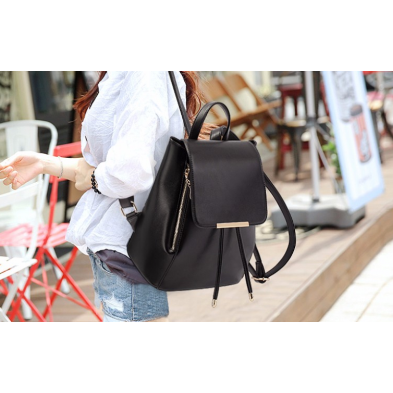 Рюкзак жіночий з клапаном 28х22х11 см Чорний (326) - фото 2 Рюкзак жіночий з клапаном 28х22х11 см Чорний (326) - фото 2