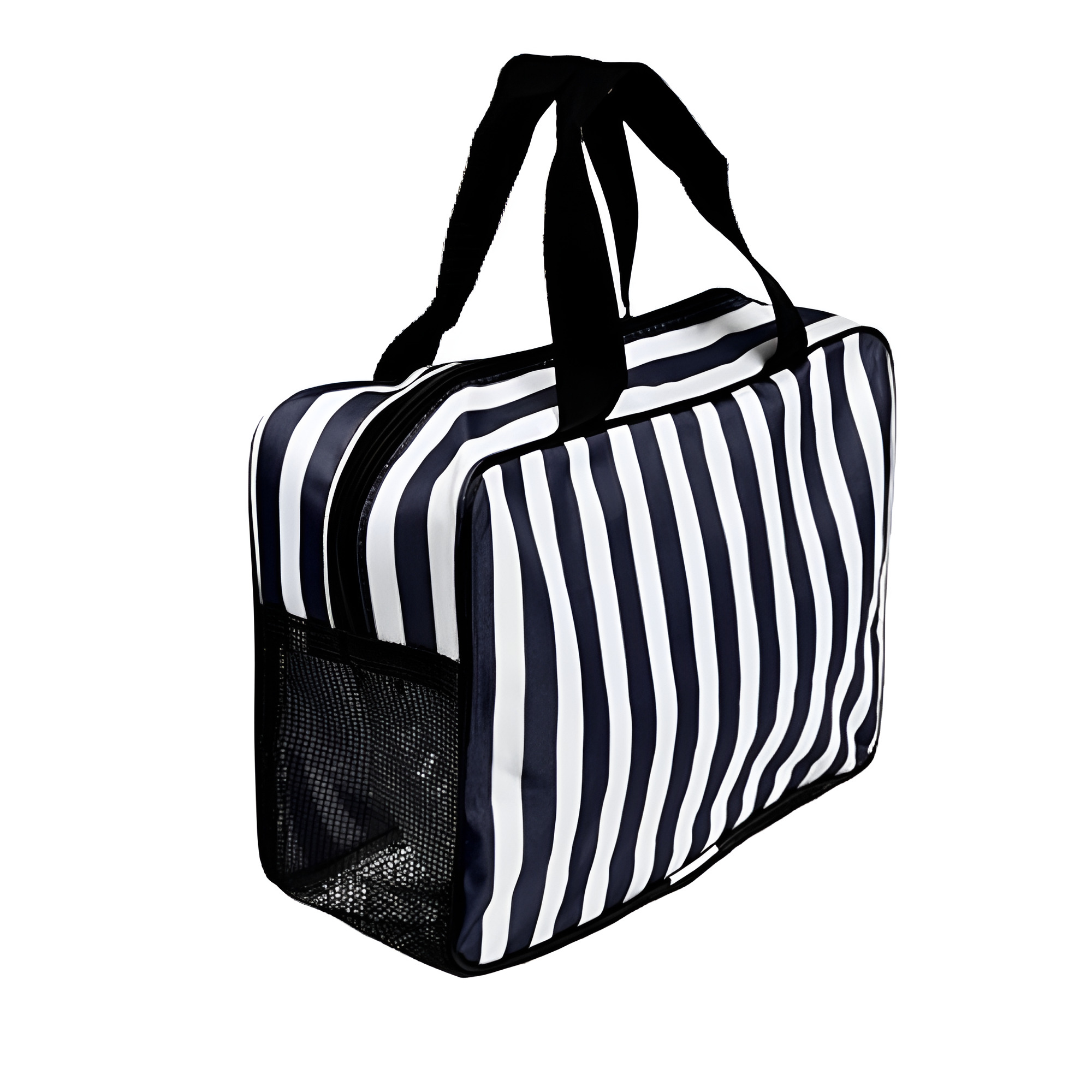 Косметичка дорожная Stenson Stripes полиэстеровая с 2 ручками 1 отделение 26х18х9,5 см Бело-сине-черный (R33381)