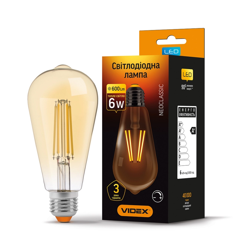 LED-лампа Videx Filament ST64FAD димерная 6W E27 2200K Бронзовый (26882858) LED-лампа Videx Filament ST64FAD димерная 6W E27 2200K Бронзовый (26882858)