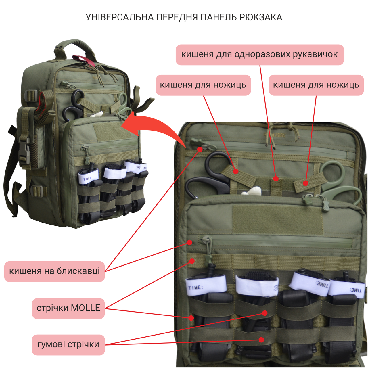 Рюкзак боевого медика Derby FLY-2 Олива (1837505937) - фото 7 Рюкзак боевого медика Derby FLY-2 Олива (1837505937) - фото 7