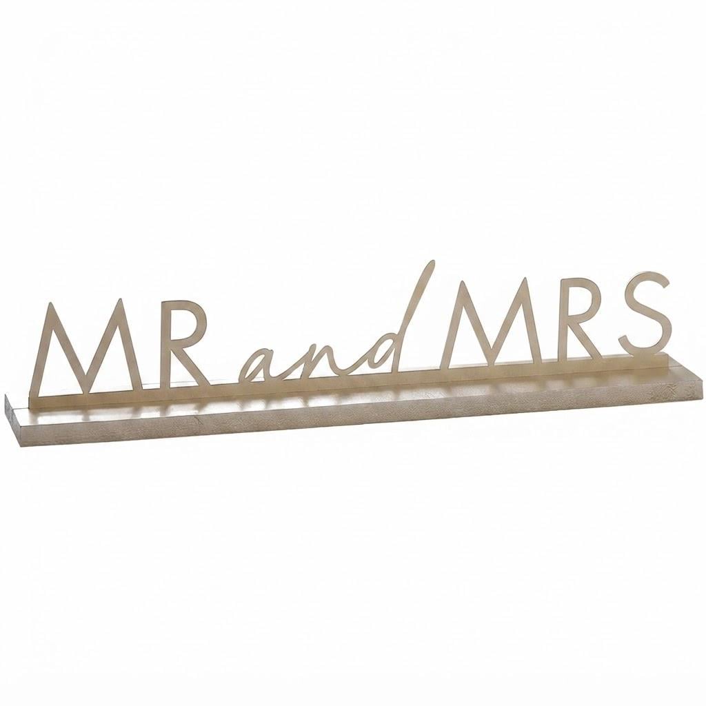 Напис весільний декоративний Ginger Ray Mrs Wedding металева табличка 42,5×7,5 см Золотистий (36268744)