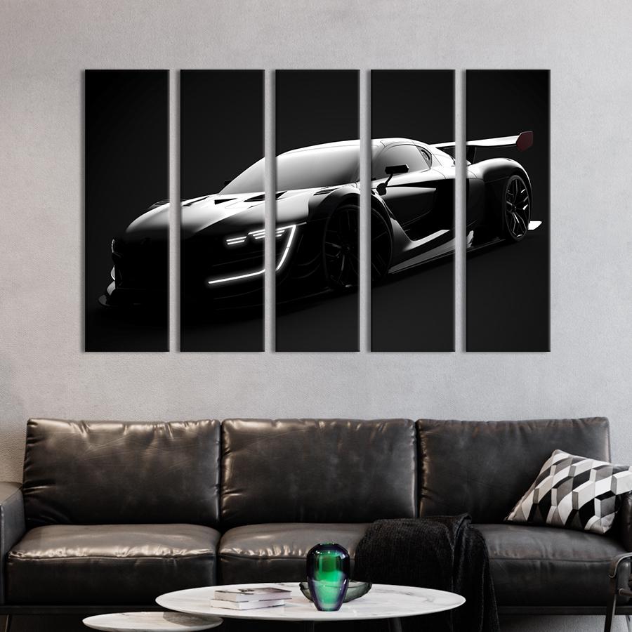 Картина на холсте Красивый чёрный автомобиль 132x80 см (1293-51)
