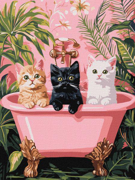 Картина за номерами Ideyka Коти у ванній кімнаті 30x40 см (Id-KHO6726)
