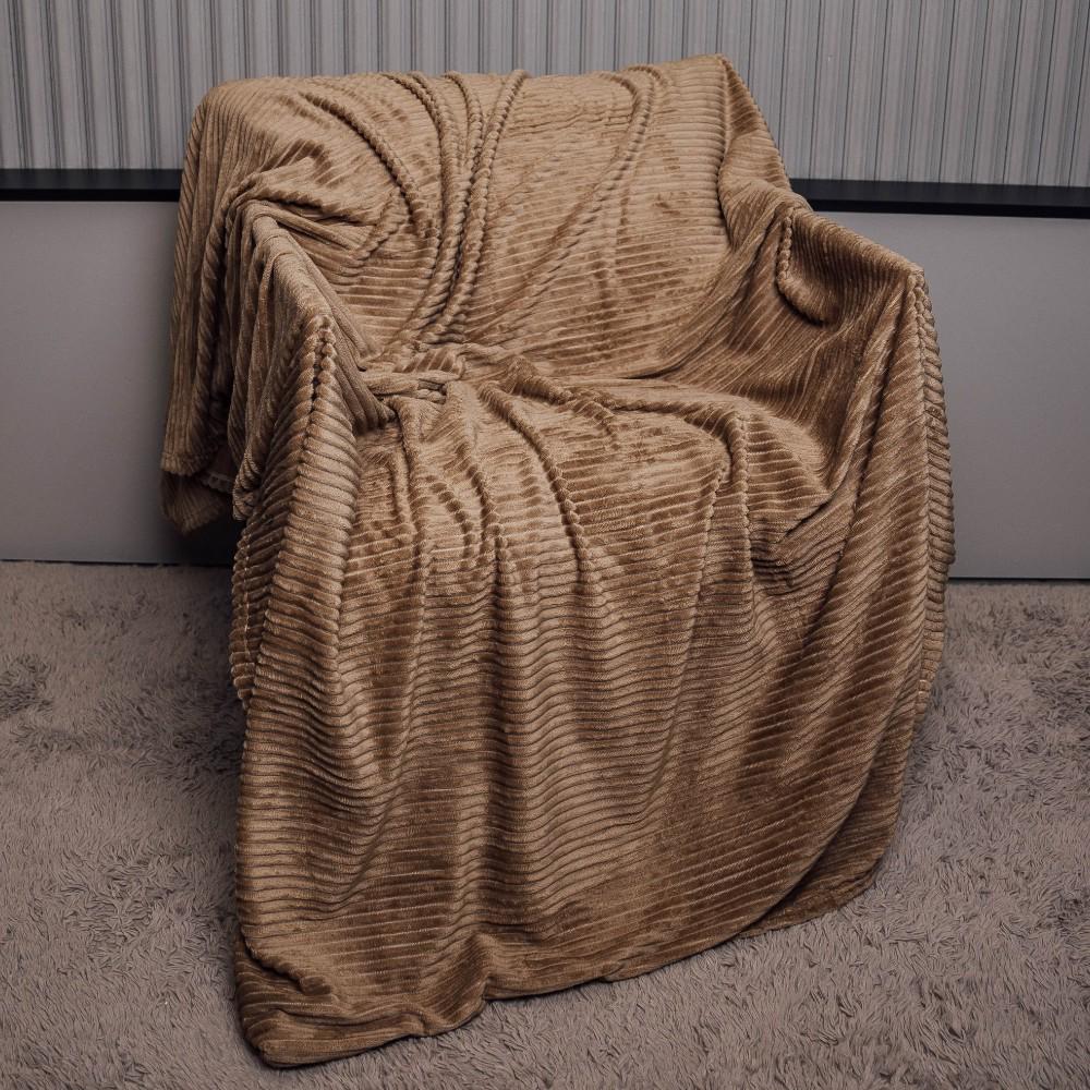 Плед Koloco Полоса 200х230 см евро Коричневый (41363)