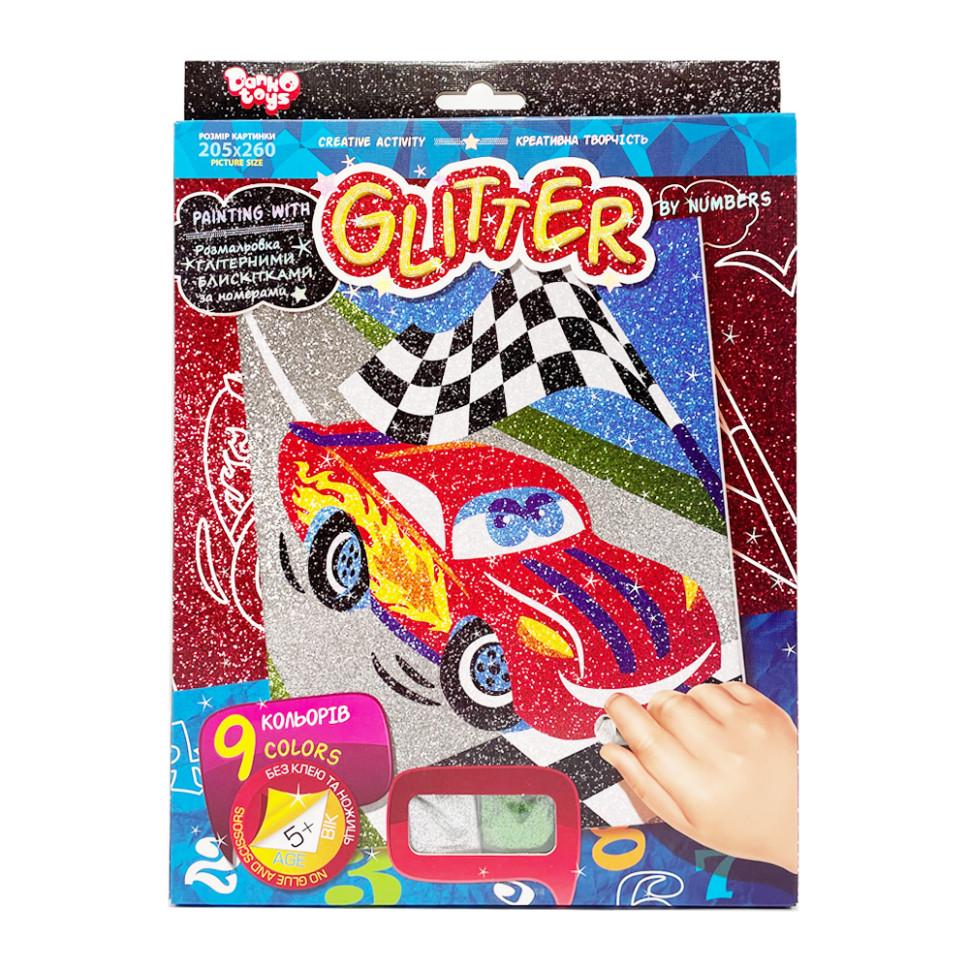 Розмальовка глітерними блискітками за номерами Danko Toys Тачки міні Розмальовка глітерними блискітками за номерами Danko Toys Тачки міні