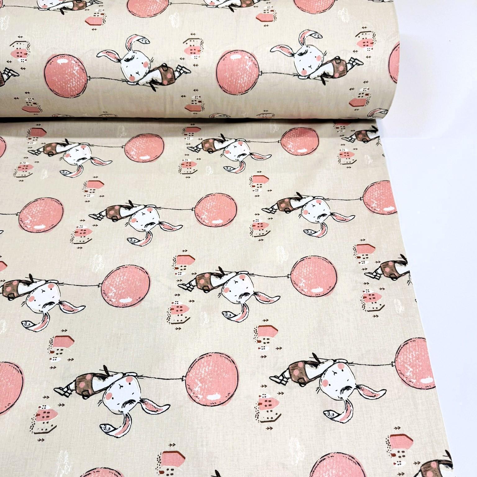 Ткань для постельного белья ранфорс зайчик с шариком 240 см Бежевый (7/27283/8 02919)