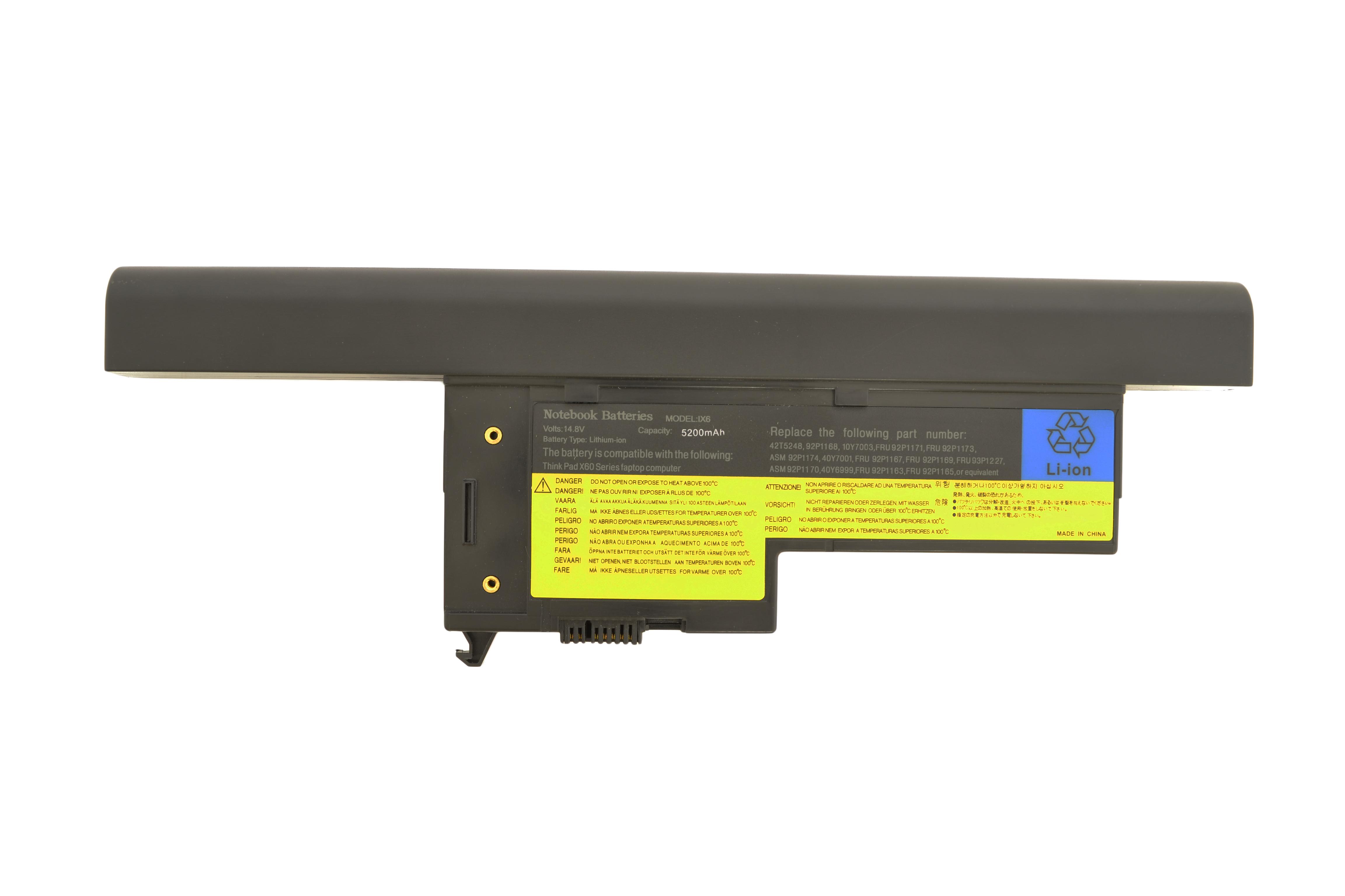 Аккумулятор для ноутбука Lenovo-IBM 92P1168 ThinkPad X60 14,8 V 5200 mAh (003160)