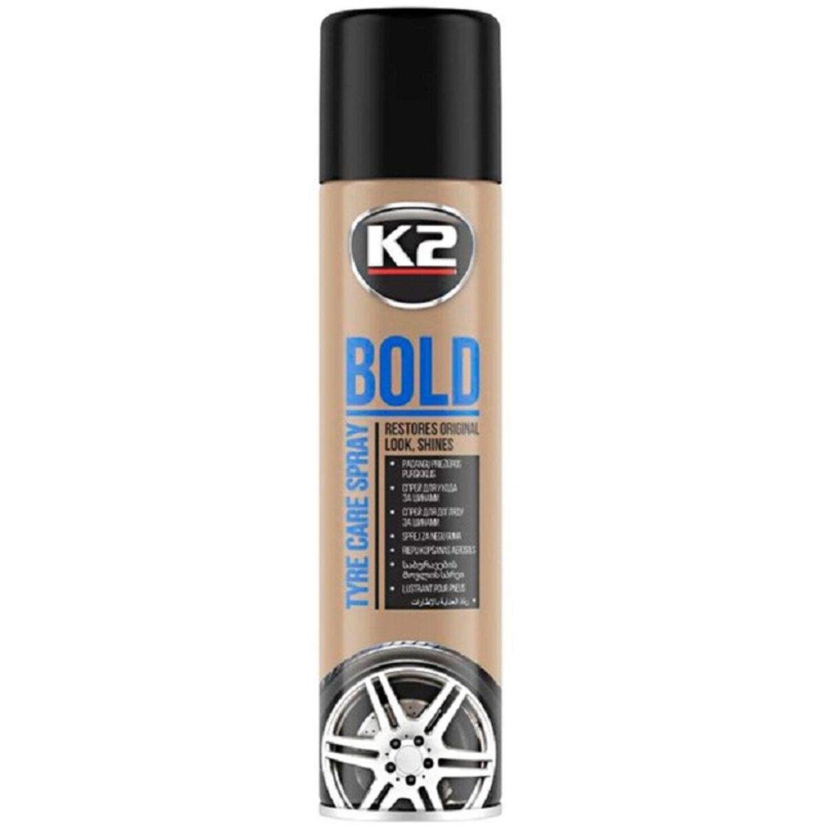 Засіб для догляду за шинами K2 BOLD Spray аерозоль для глибокого блиску та захисту всіх типів (K1561)