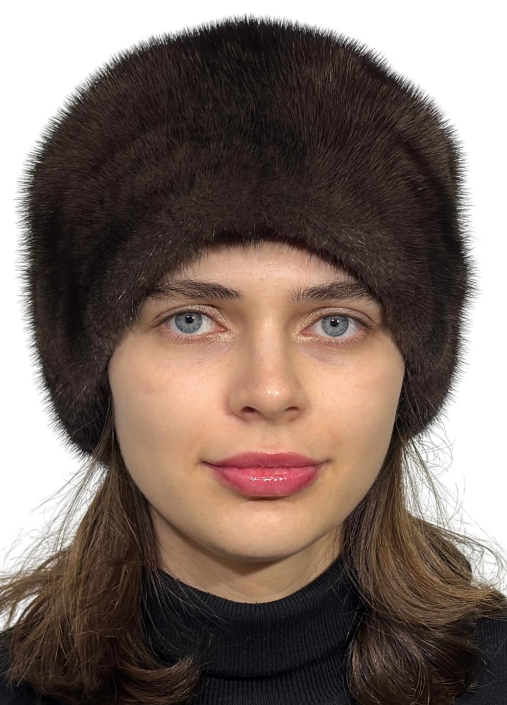 Женская кубанка Меховой стиль Шарпей из натурального меха норки Коричневый (079/С)