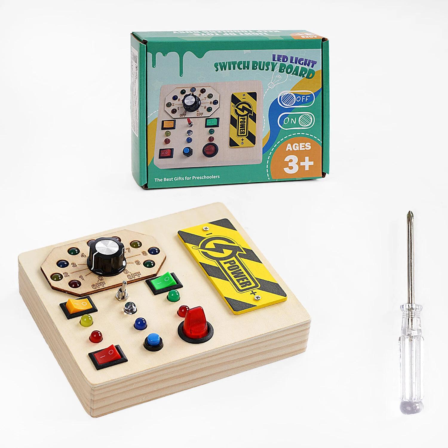 Бізіборд для малюків C 61732/48 підсвічування/7 перемикачів/викрутка/на батарейках (25807164)