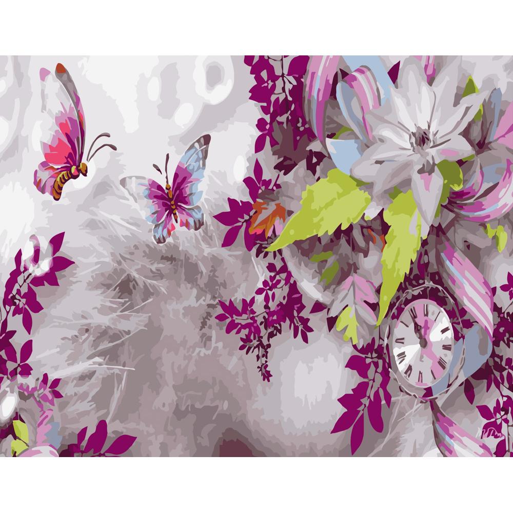 Картина по номерам Strateg Премиум Бабочки в цветах 40x50 см (GS325)