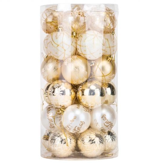 Набор шаров новогодних Золотые Чары 9125-028 из пластика 30 шт. Золотисто-белый (124-81-9125-028)