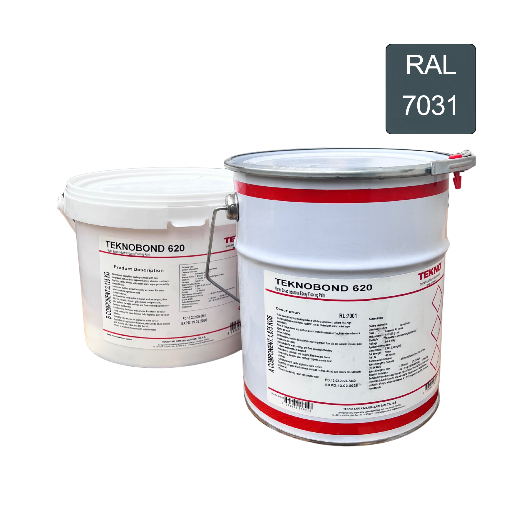 Эмаль эпоксидная на водной основе Teknobond 620 5 кг Серый (RAL 7031)