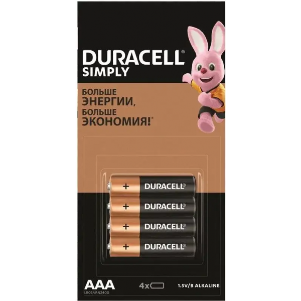 Батарейки Duracell Simply AAA/LR03/MN2400 4 шт. - фото 1