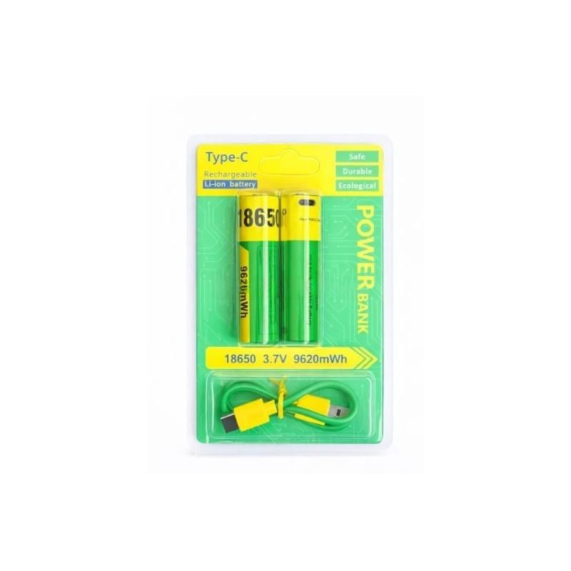 Батарейки аккумуляторные 18650 Li-Ion 3,7V с USB Type-C зарядкой 9620 mWh 2 шт. (LM-226-954)