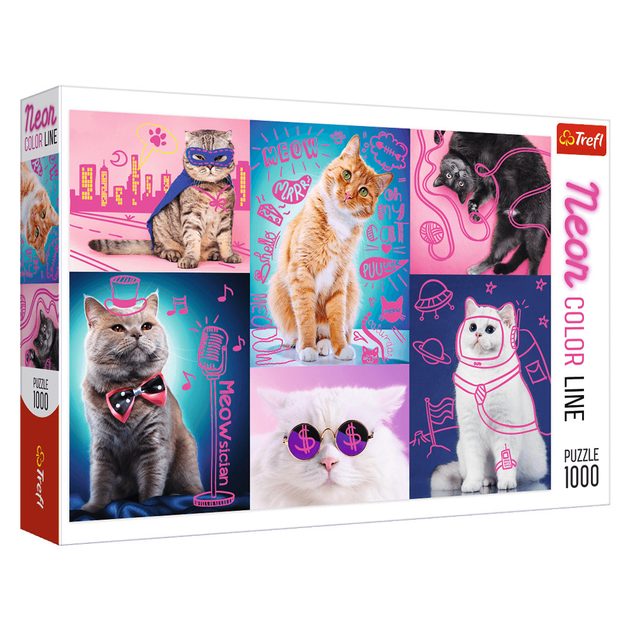 Пазли Trefl Неонові малюнки Супер кішки 1000 ел. (5900511105810)