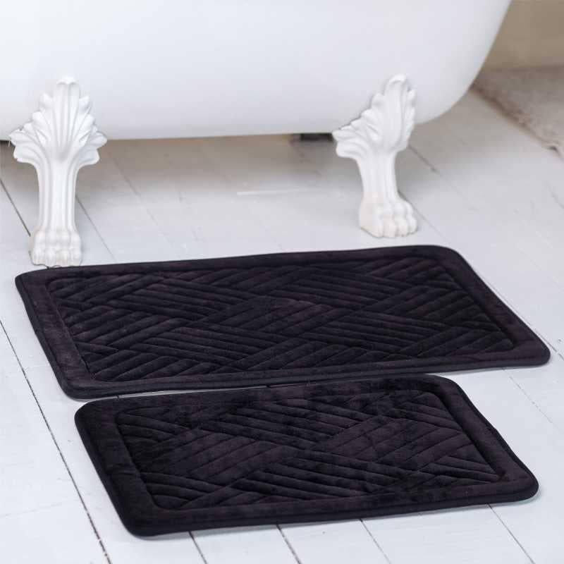 Набір килимків для ванної/туалету фланелевий Lovely Svi 2 шт. 50x80 см 40x60x1,5 см Чорний (191025)