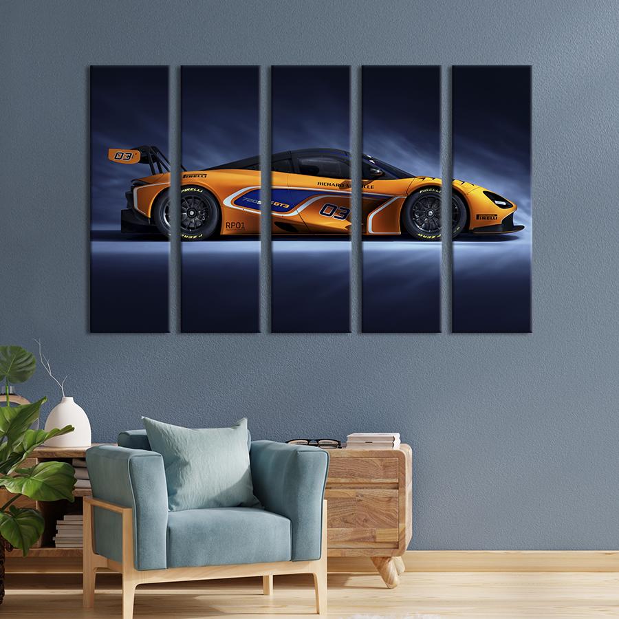 Картина на холсте Спорткар McLaren в оранжевом цвете 155x95 см (1352-51)
