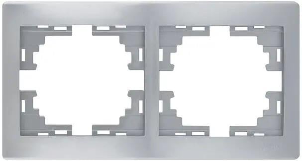 Рамка двухместная горизонтальная MIRA металл Серый авок (00000003159)