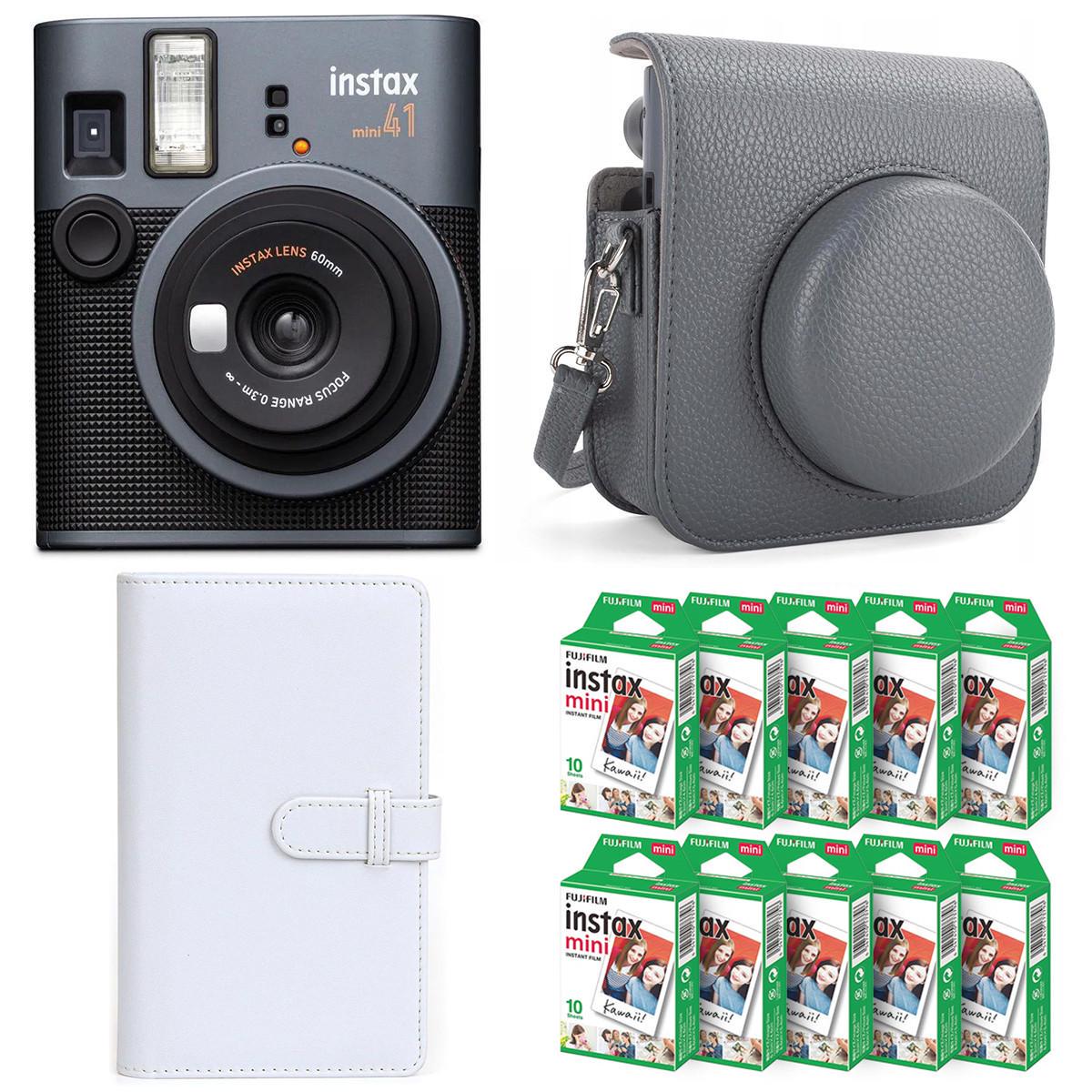 Подарунковий набір фотоапарат Fujifilm Instax Mini 41 фотопапір 100 шт./чохол/фотоальбом на 108 фото Сірий (2728000757)