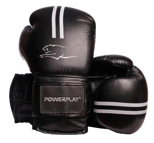 Боксерські рукавички PowerPlay 3016 16 унцій Чорний/Білий (PP_3016_16oz_Black/White_bes297) - фото 1