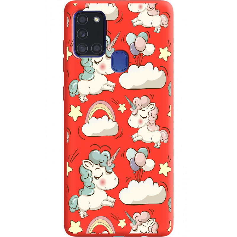 Чехол Boxface Samsung A217 Galaxy A21s Unicorns Красный силикон (40006-cc2-40429)