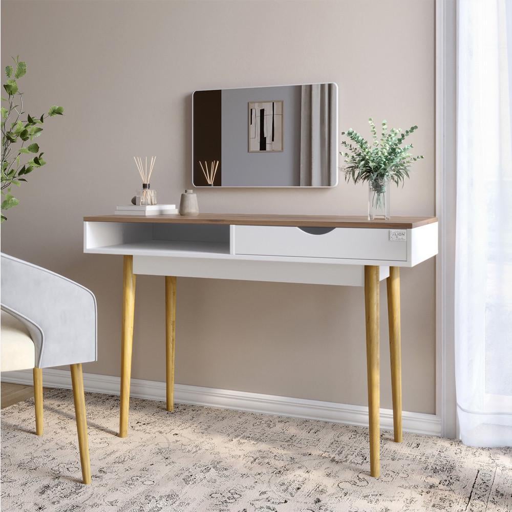 Письменный стол Lion Сканди-1 Нимфея Альба белый/Дуб Ливорно (Lion-041193)