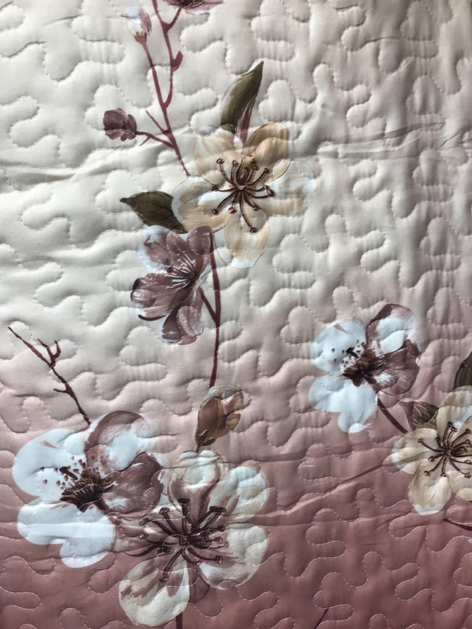 Покрывало стеганое с цветочным принтом ALBO Коричневый (М15-3) - фото 4