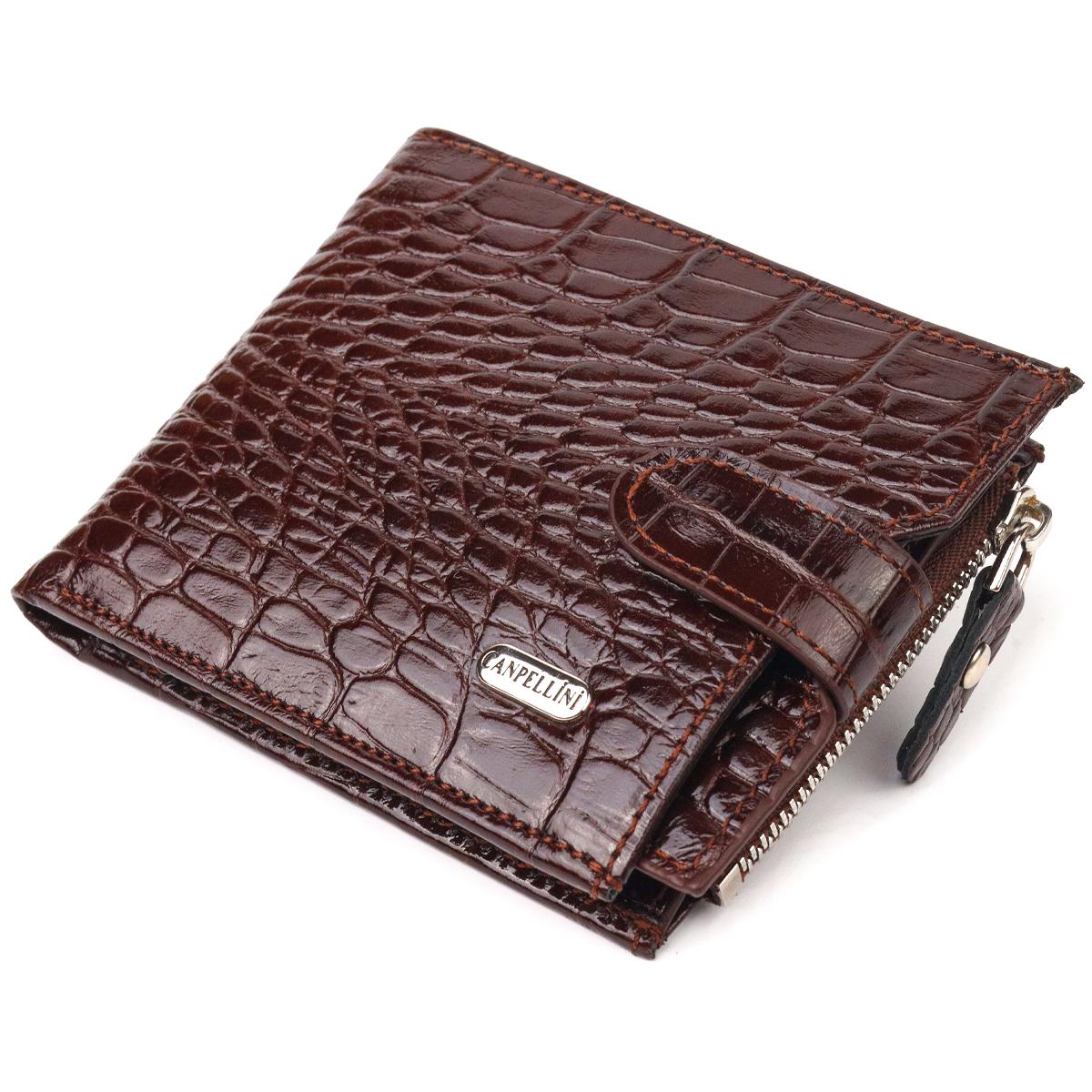 Гаманець чоловічий із натуральної фактурної шкіри Canpellini Purse 21503 горизонтальний Коричневий (55284)