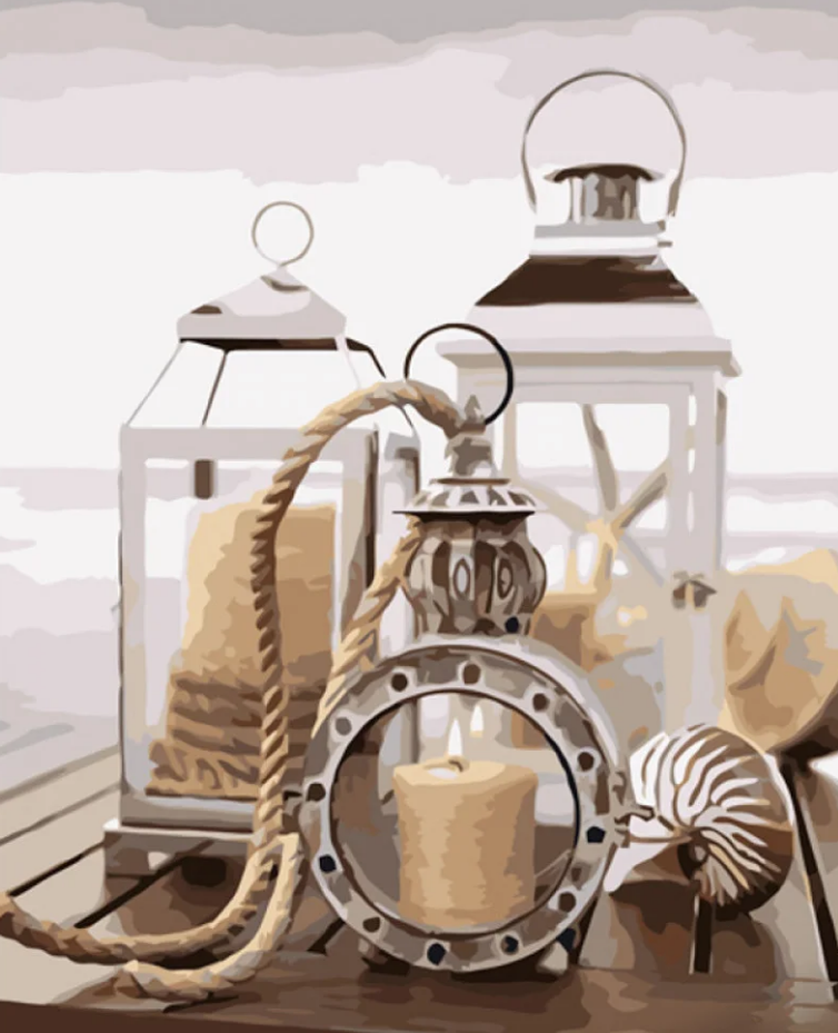 Картина по номерам Strateg Свечи и фонари 40x50 см (GS1218)