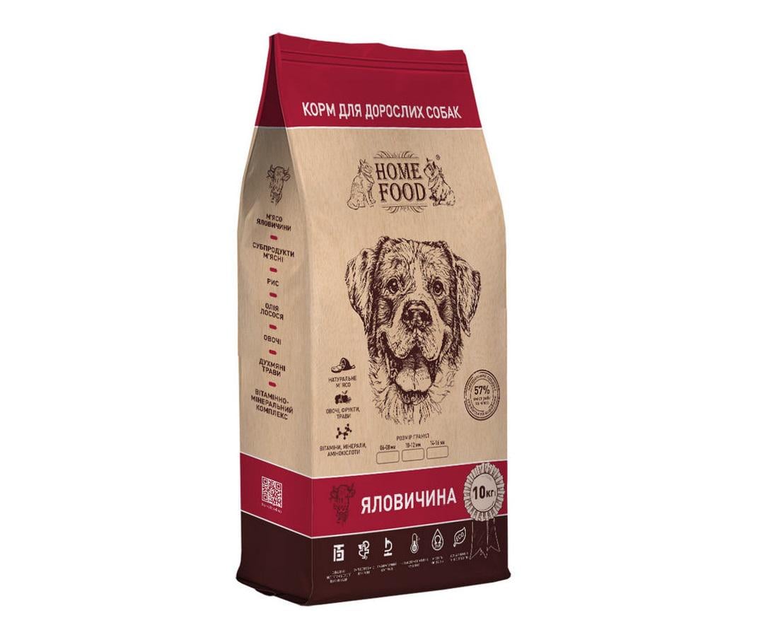 Корм HOME FOOD для взрослых собак средних пород Говядина 10 кг