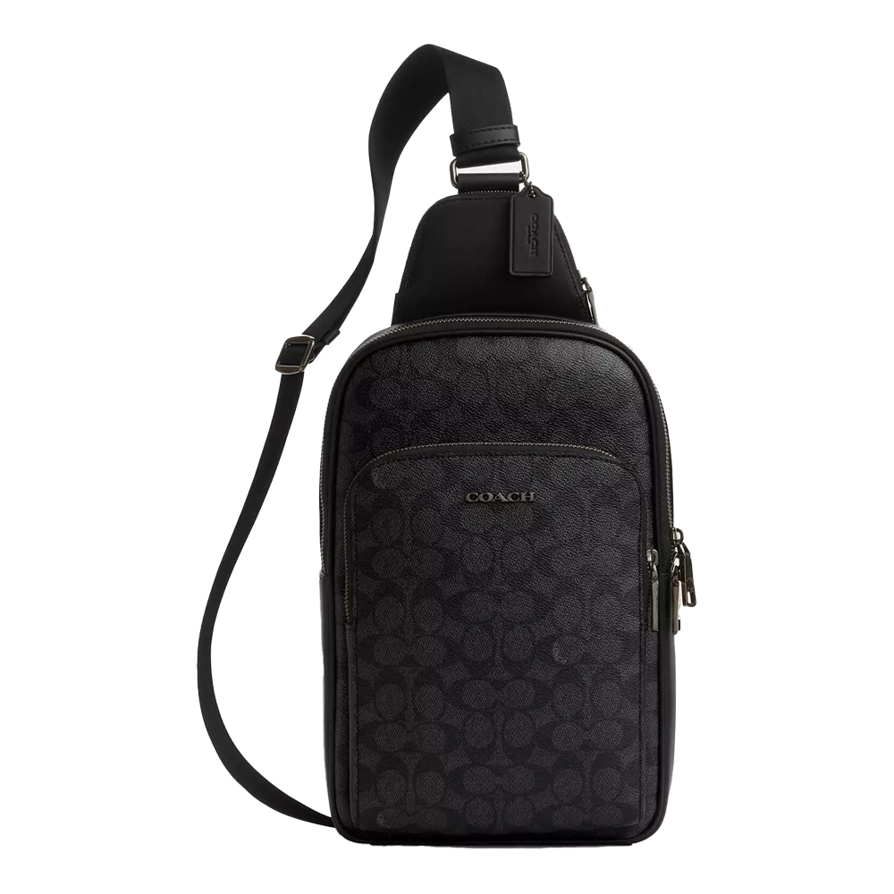Сумка мужская Coach Ethan Pack In Signature Canvas Gunmetal/Black/Black (CH48)