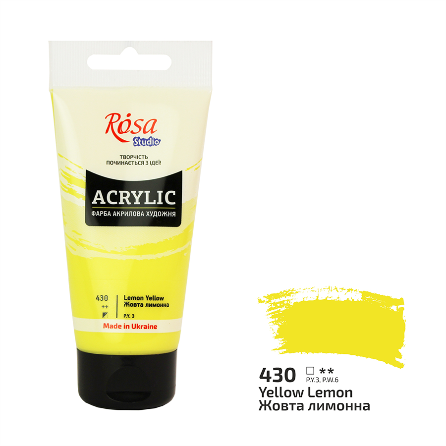 Акрилова фарба ROSA Studio 32241430 3 шт. 75 мл Жовтий лимонний/430 (4823098511090) - фото 1 Акрилова фарба ROSA Studio 32241430 3 шт. 75 мл Жовтий лимонний/430 (4823098511090) - фото 1