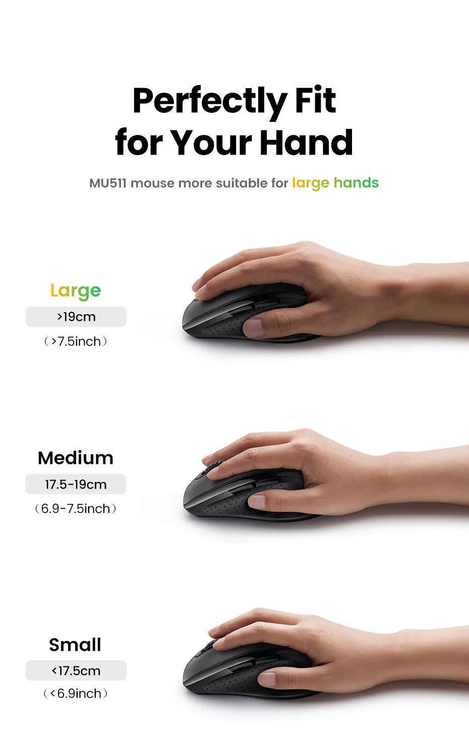 Мышь беспроводная UGREEN эргономичная 1600 DPI 2.4 ГГц Черный (45012) - фото 3 Мышь беспроводная UGREEN эргономичная 1600 DPI 2.4 ГГц Черный (45012) - фото 3