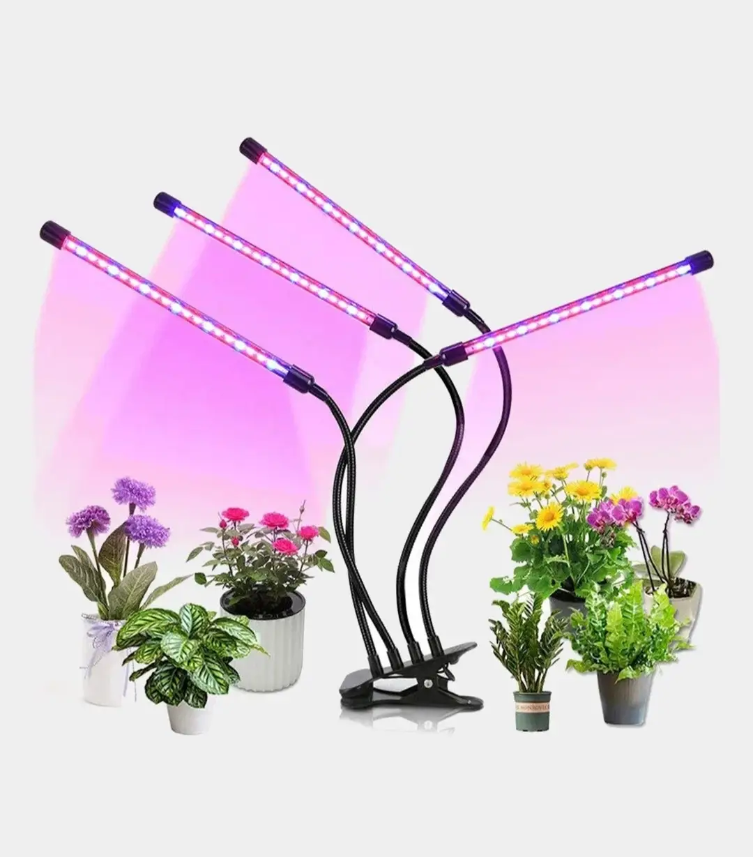 Фітолампа світлодіодна GrowLight 4 головки 85 LED Full Spectrum таймер 4/8/12 год пульт регульований штатив (2547996490)