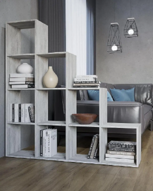 Стелаж книжковий драбинка для вітальні Бетон (P40а)