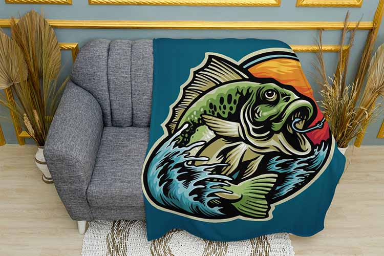 Плед Fish for fishing Logo плюш однослойный 135х150 см (113497)