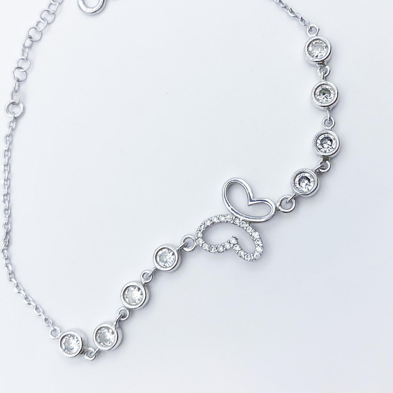 Браслет серебряный с кубическим цирконием Бабочка р. 16-3 см 3,85 г