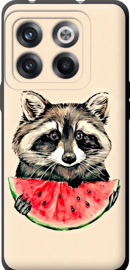 Чехол на OnePlus 10T Енотик с арбузом (4605b-2647-42517)