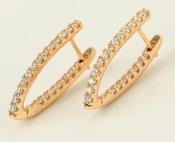 Серьги Xuping Jewelry Дорожки с крупными камнями спереди и сзади 3 см Золотистый (1467930292)