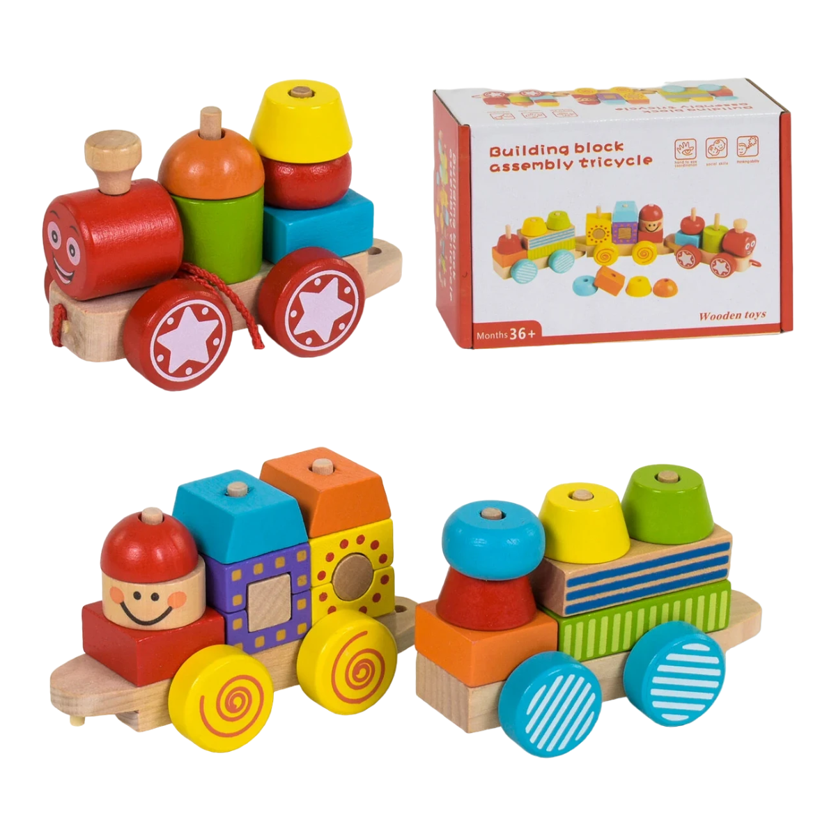 Поезд-каталка Фигуры деревянные 15 шт. (105639)