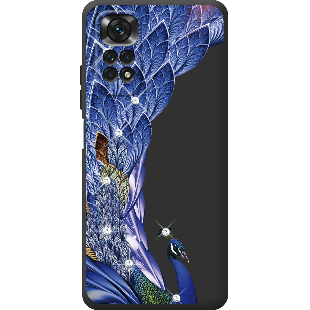 Чохол BoxFace Xiaomi Redmi Note 11 Global Version Павич зі стразами Чорний силікон (44124-rs7-44084)